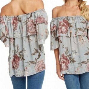 Chaser Heirloom Floral Off-the-Shoulder Blouse NWT